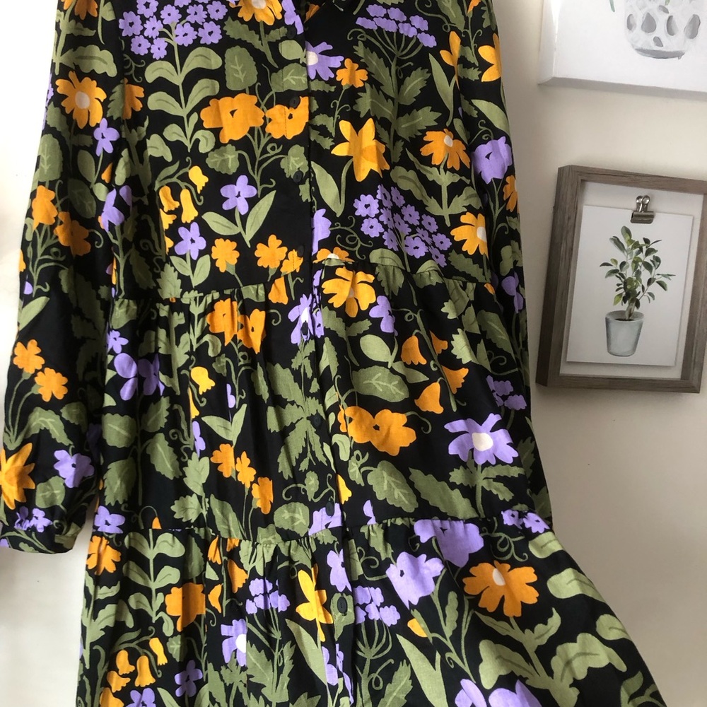 SOLD♏️ModCloth Princess Highway Luella Button Down Long Sleeve Floral TierDress - Picture 7 of 14